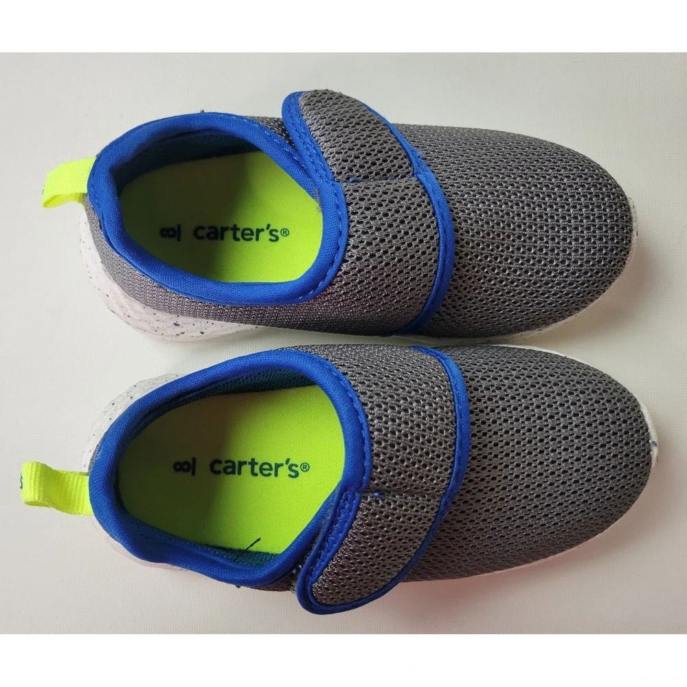 Carter's Lorena Kids Grey Blue Mesh Hook and Loop Sneakers Size‎ 8M CF22B06H